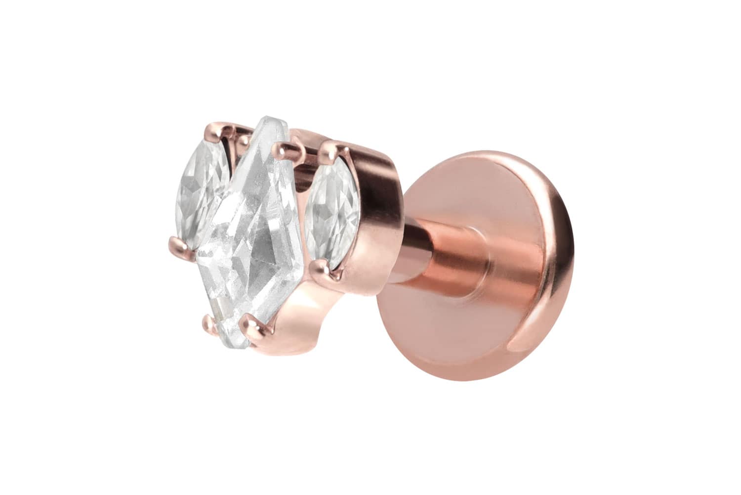 Titan Labret Piercing mit Innengewinde KRISTALLSCHILD + KRISTALLOVALE